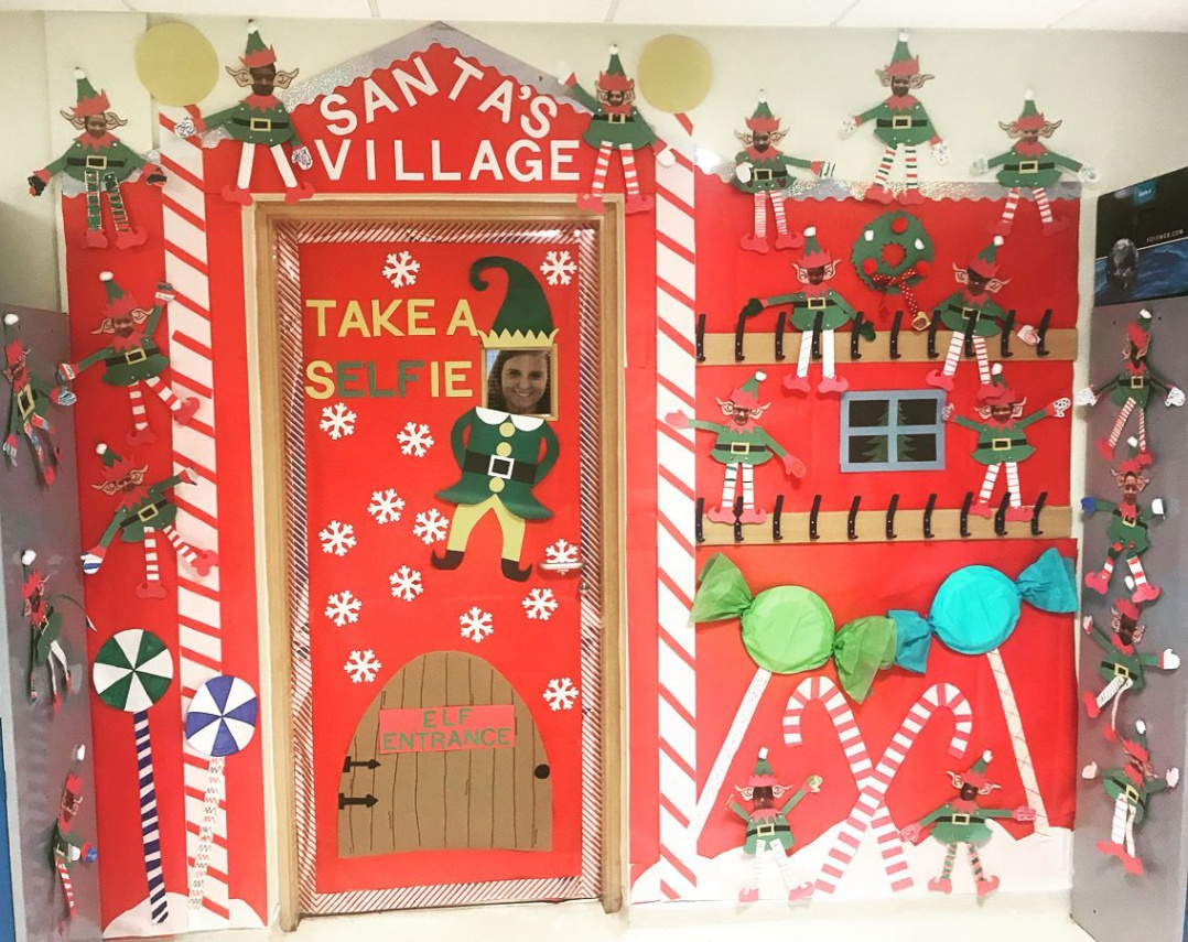 Festive Classroom Door Decor: Santa