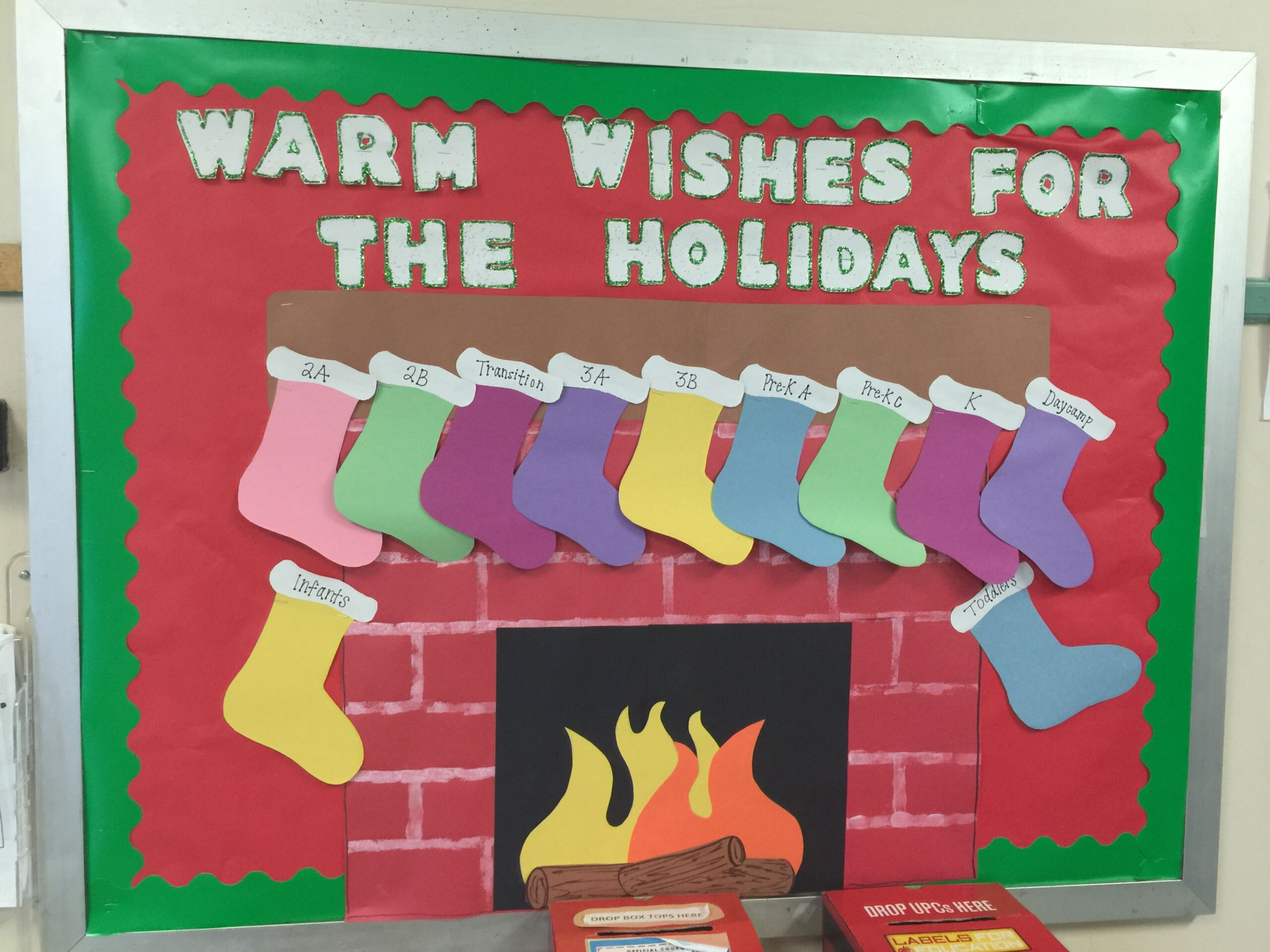 Fireplace bulletin board for daycare  Christmas bulletin boards