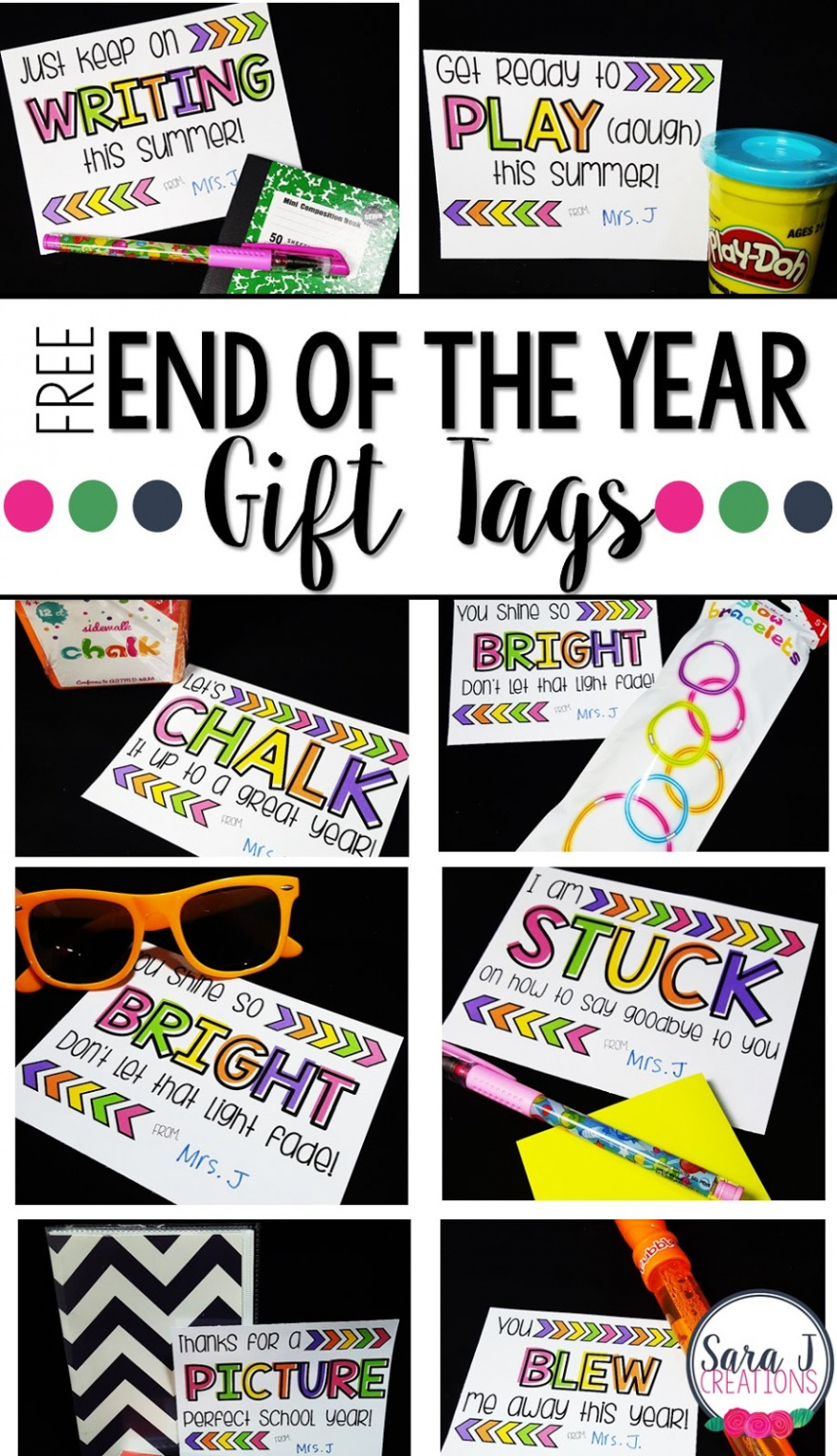 Free End of the Year Student Gift Tags  Sara J Creations