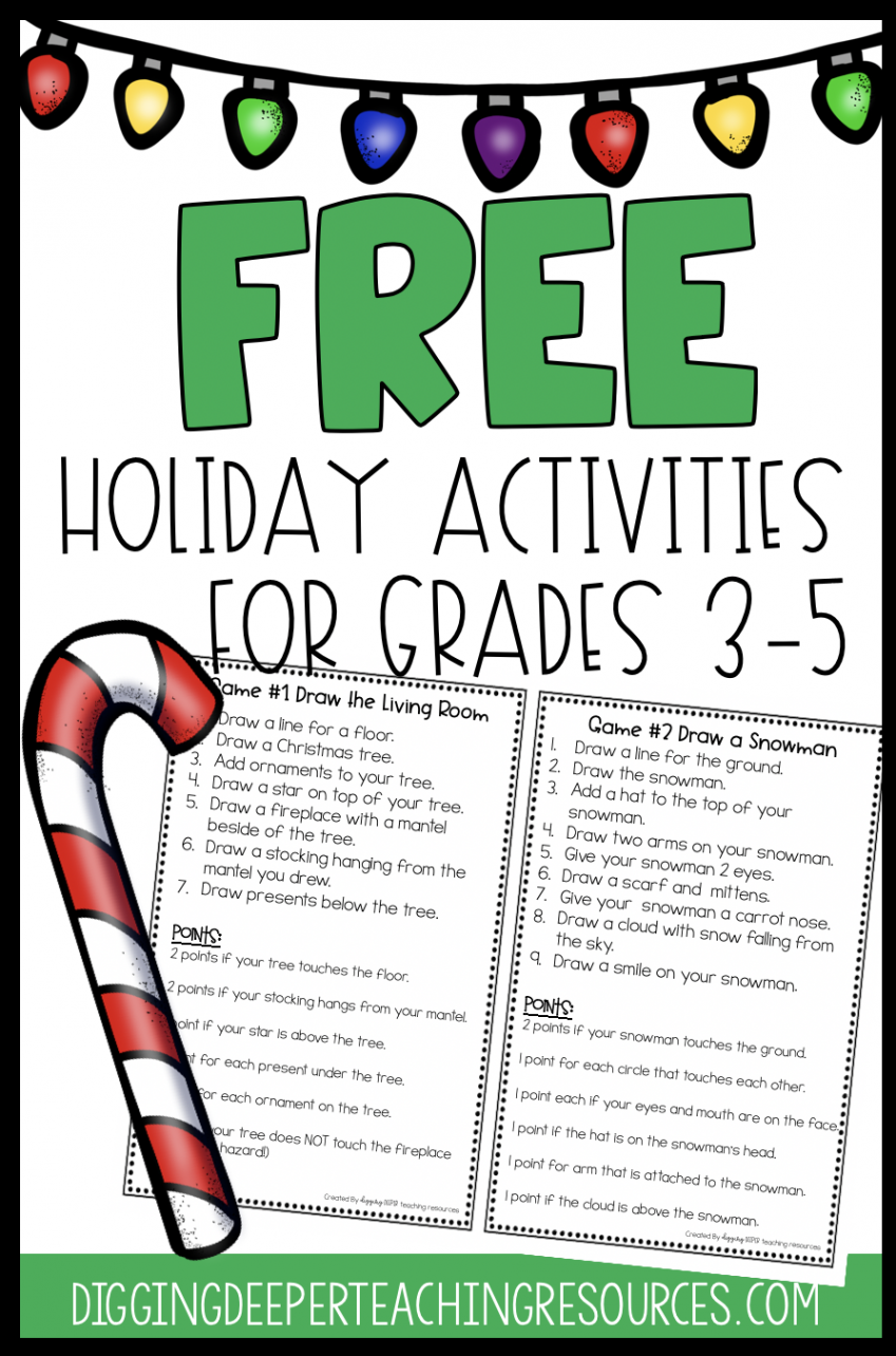 FREE Holiday Activities for Students in grades - -