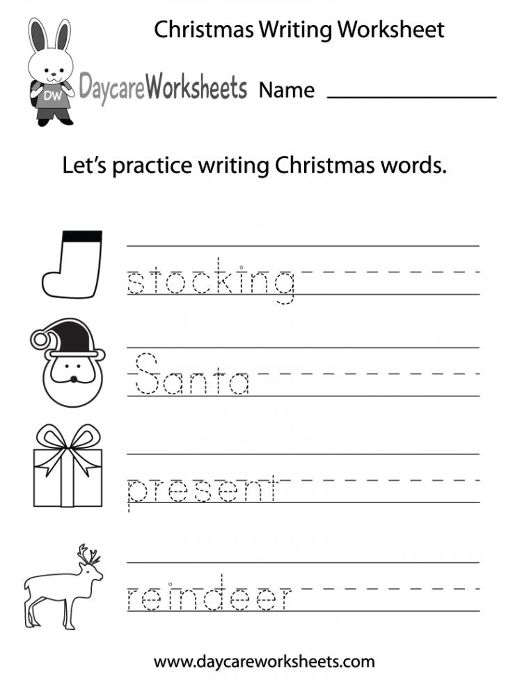 Free Preschool Christmas Writing Worksheet  Writing worksheets