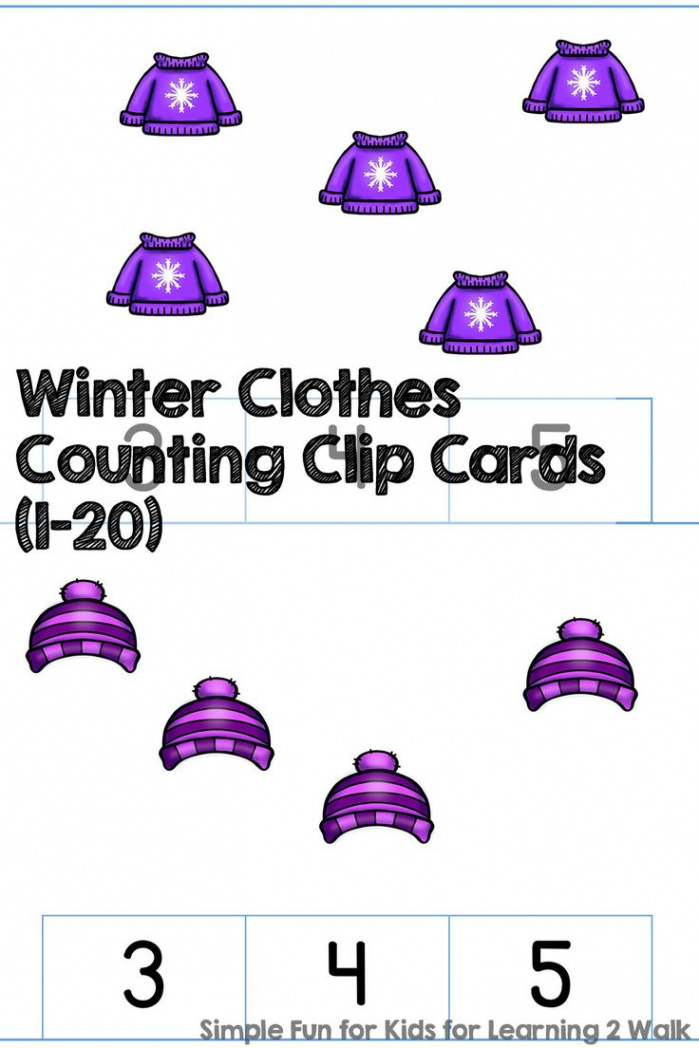 Free Printable Winter Counting Activities: Winter Clothes Counting