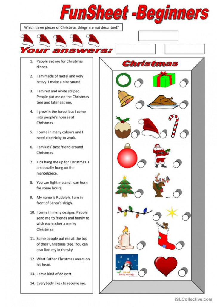 FunSheet for Beginners: Christmas wa: English ESL worksheets pdf