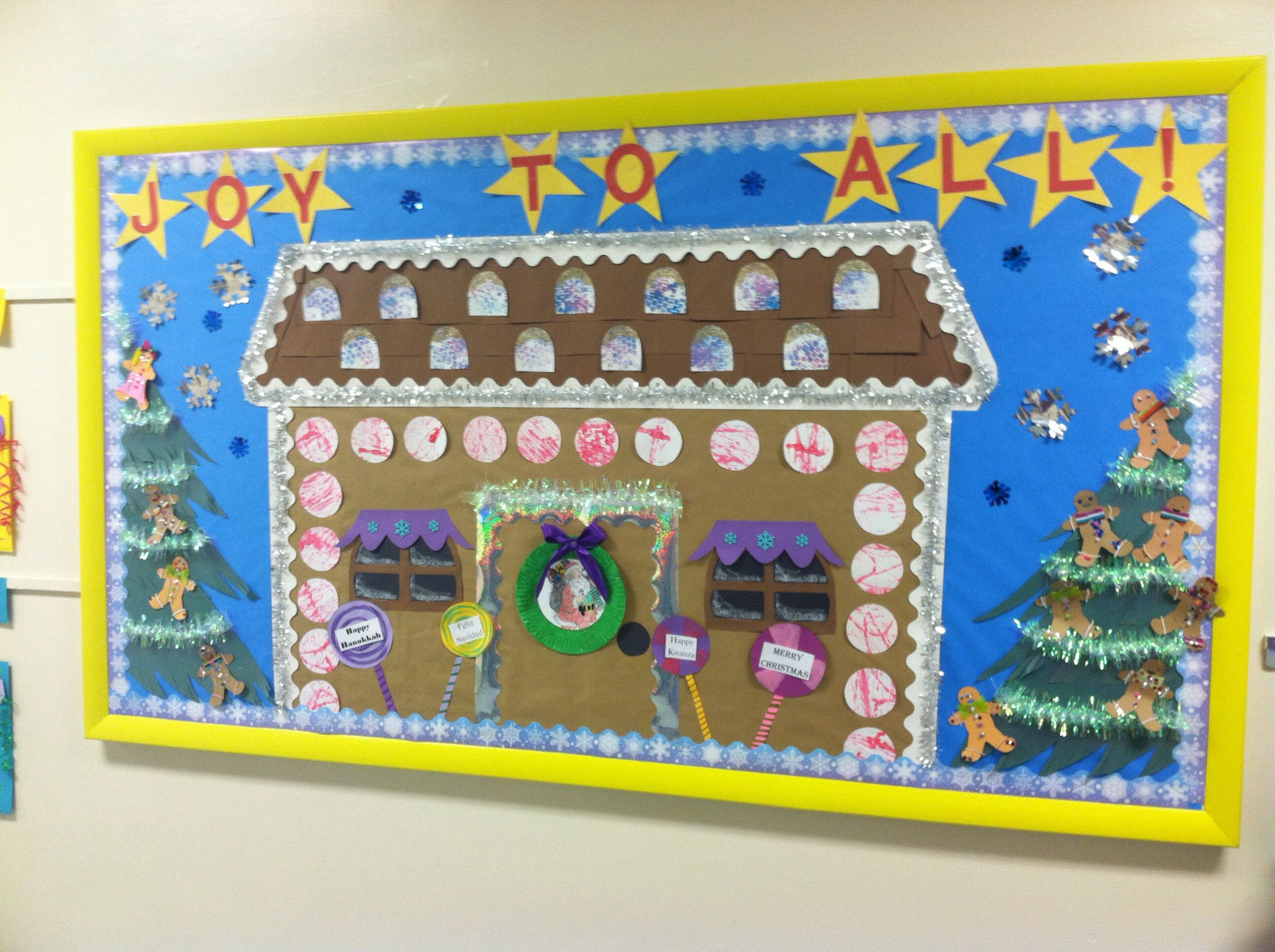 Gingerbread house bulletin board  Christmas crafts, Crafts