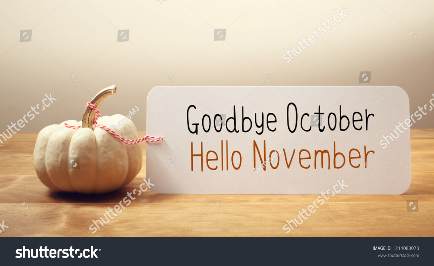 Goodbye October Hello November Message White Stock Photo