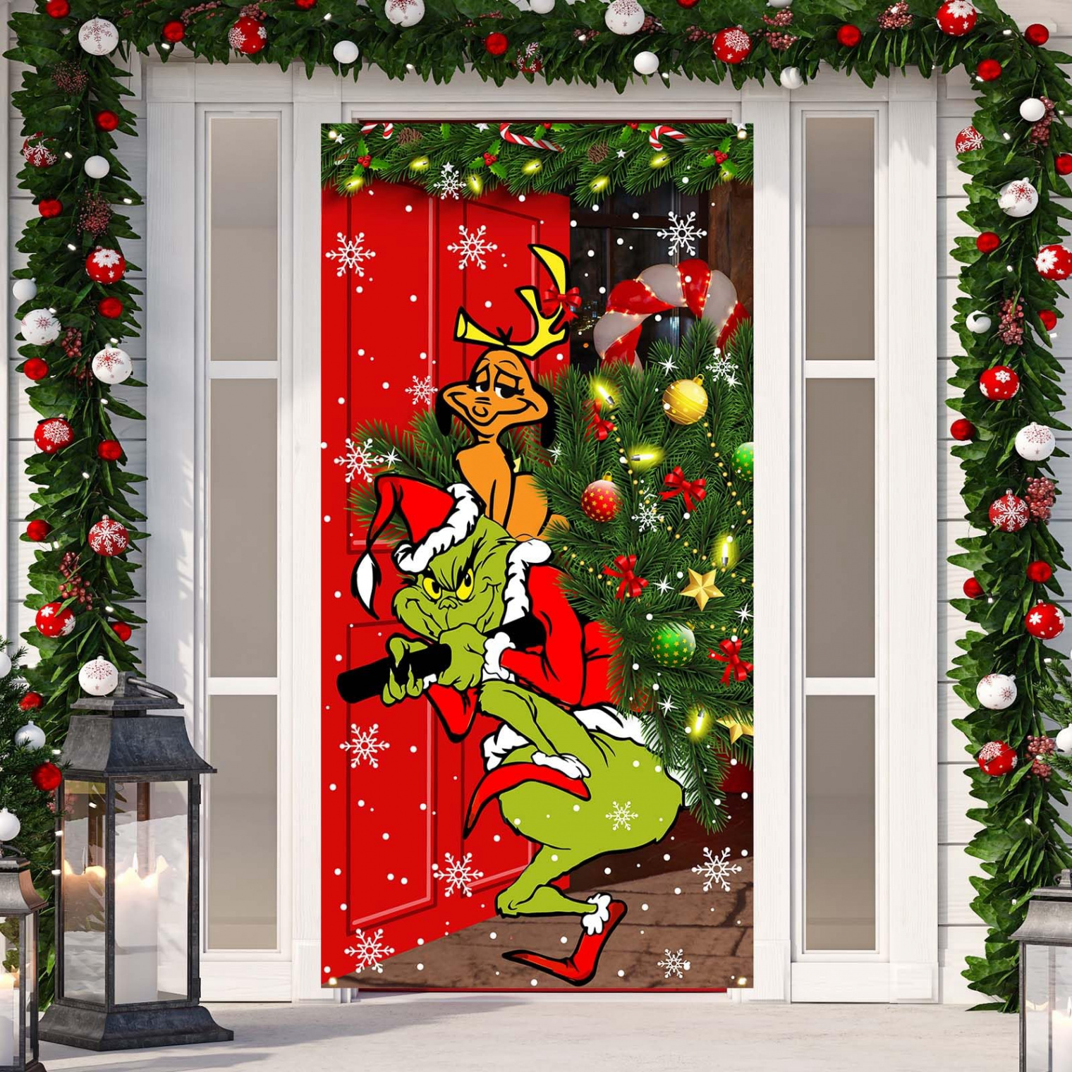 Grinch Christmas Decorations Grinch Door Cover Merry Grinchmas