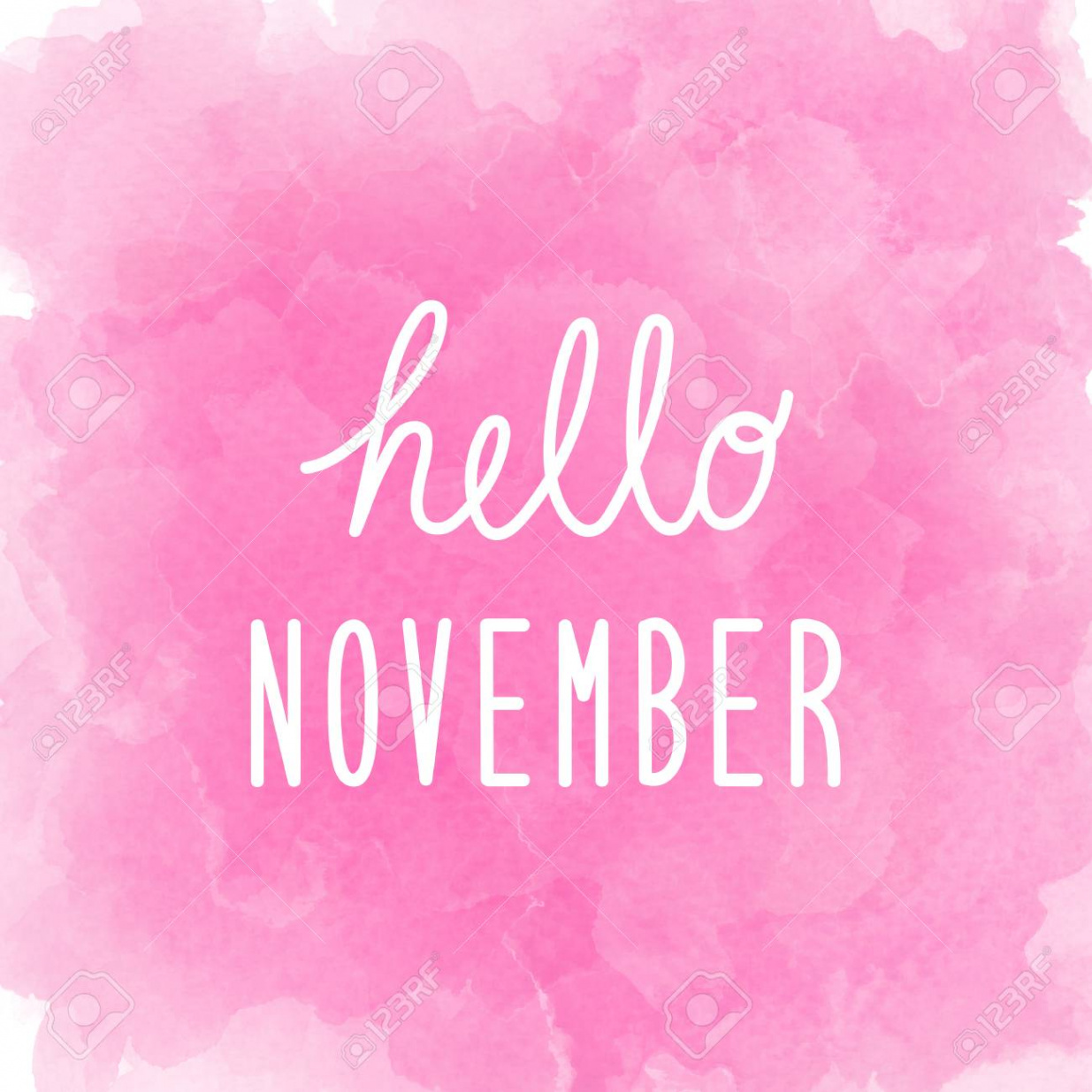 Hallo November Gruß Auf Abstrakte Rosa Aquarell Hintergrund