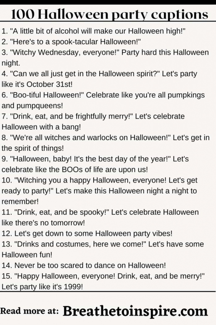 Halloween party captions in   Party captions, Halloween party