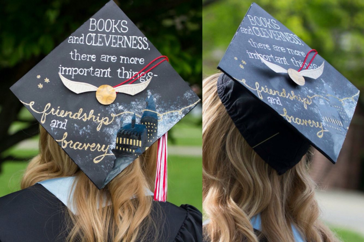 Harry Potter Graduation Cap - Hermione Granger Quote "Books and