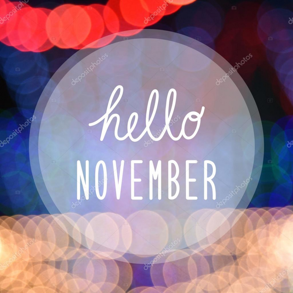 Hello November greeting on bokeh lights Stock Photo by ©gubgibgift