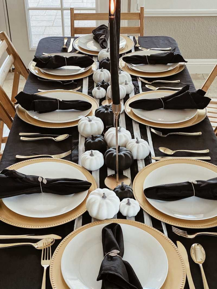 Horton Lane  Glam Black & White Thanksgiving Tablescape  Black