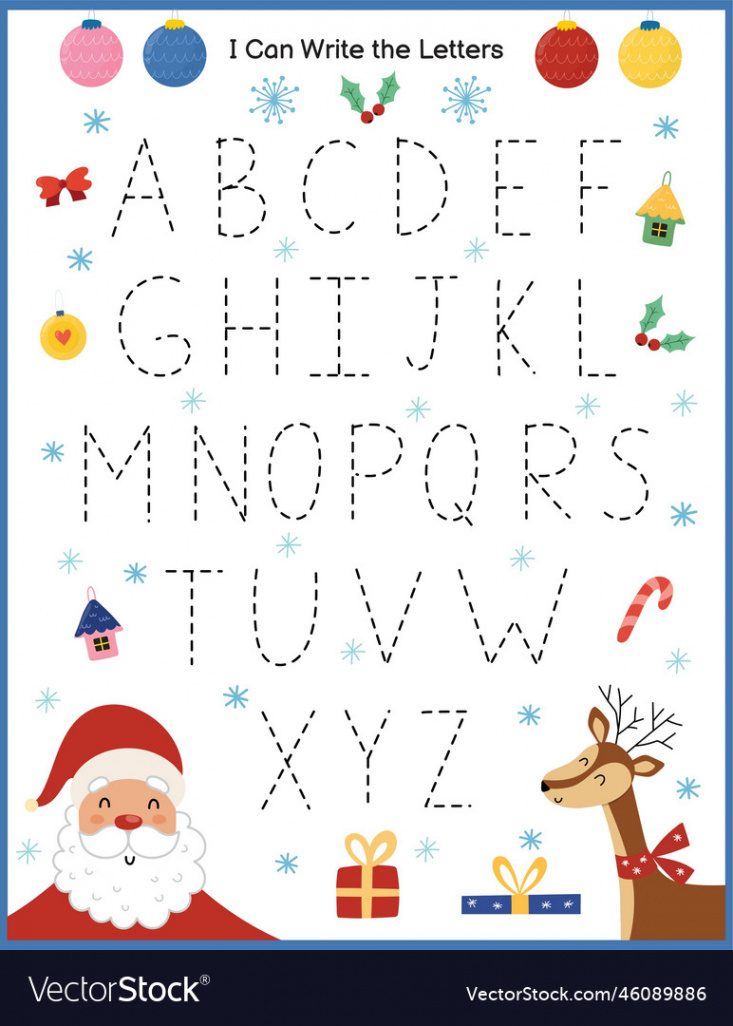 I can write letters christmas worksheet for kids Vector Image