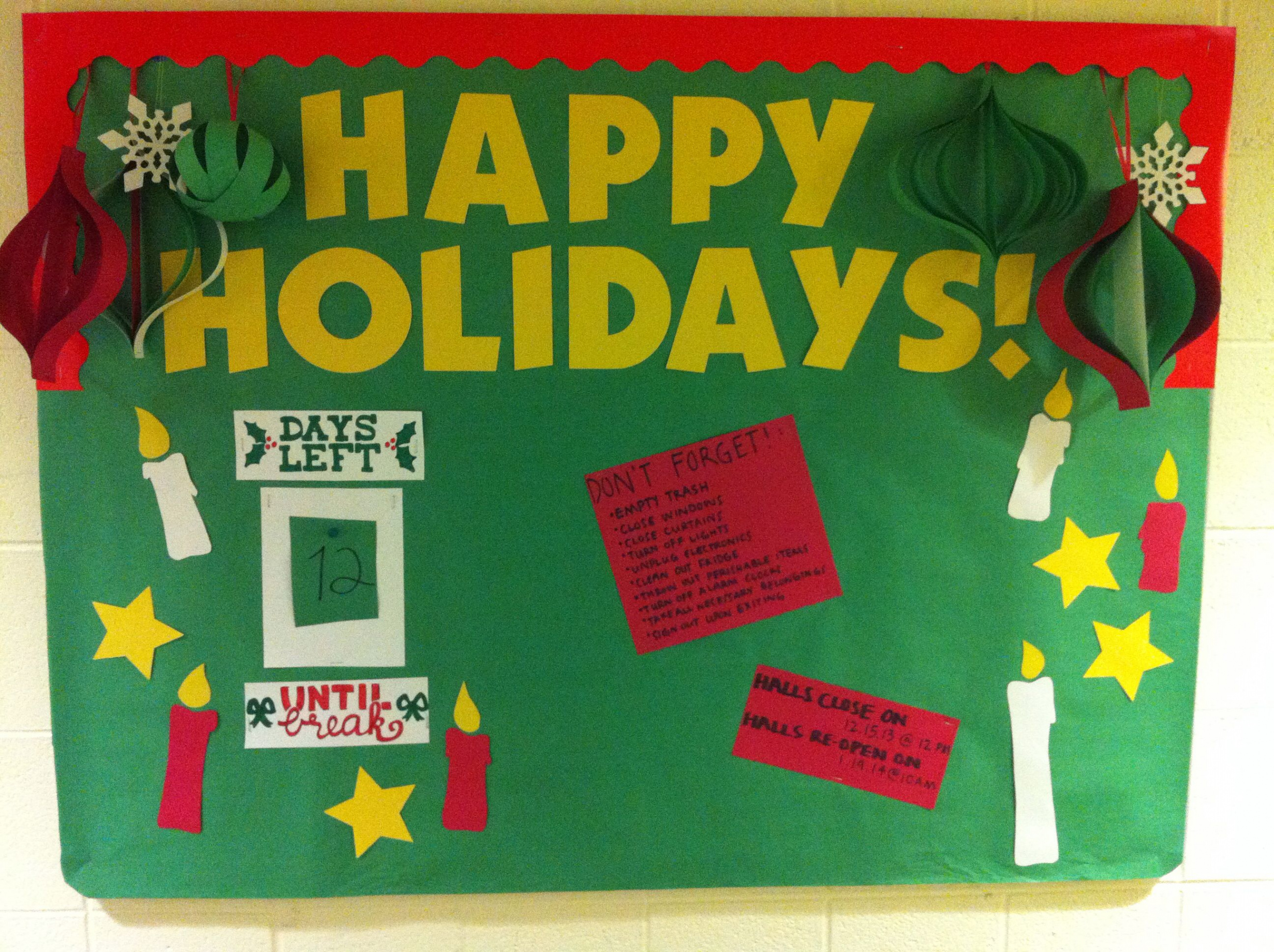 Inclusive holiday bulletin board/countdown until winter break