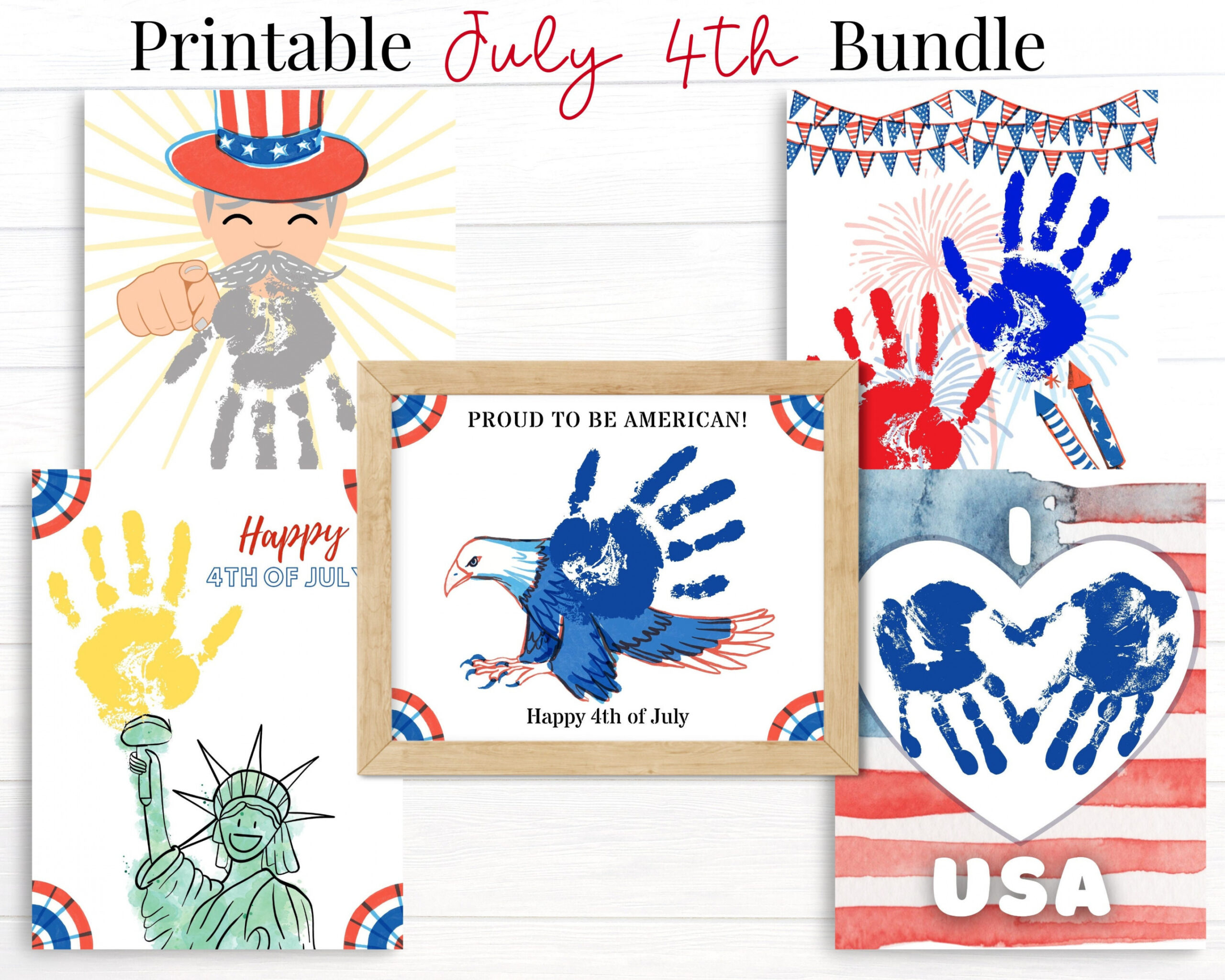 Independence Day Handprint Crafts for Kids, July th Art Kit, USA