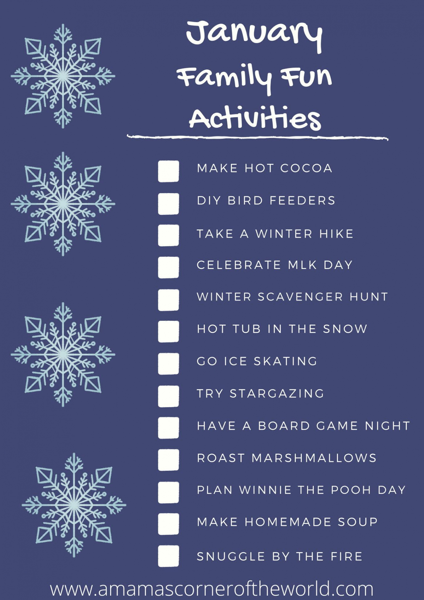 January Bucket List:  Family Fun Activities for January