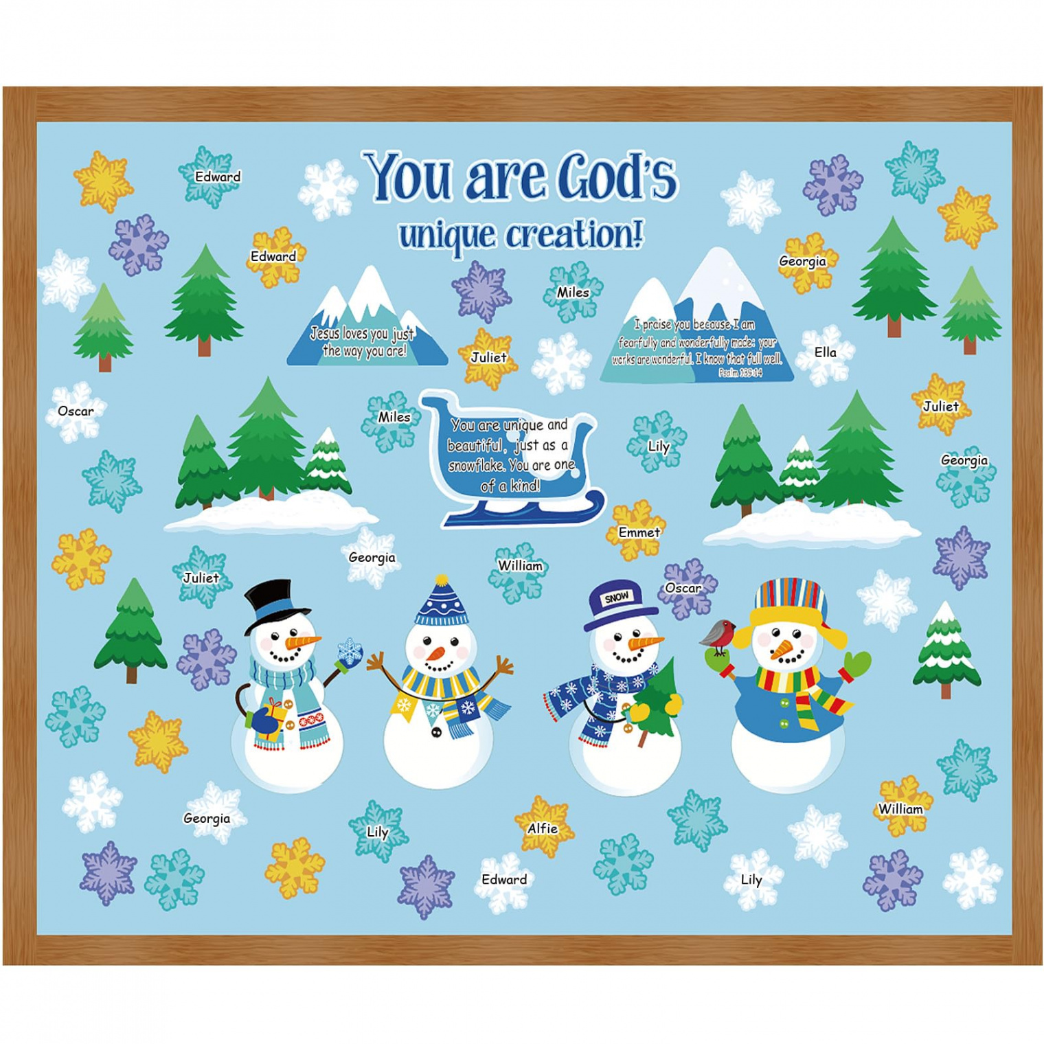 Jutom God Made Me Unique Snowman Bulletin Board Set Christian Bulletin  Board Sunday School Decorations Winter Bulletin Board Cut Outs Snowman  Cutouts