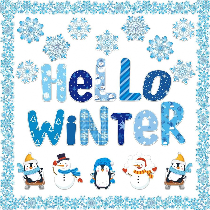 Kepeel Hello Winter Snowflake Cutouts Bulletin Board Set Christmas  Snowflake Paper Cutouts Stickers for Happy Winter Christmas Wonderland  Frozen Party