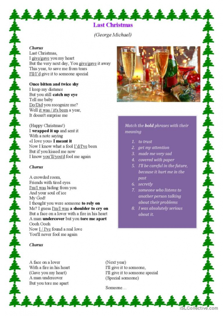 Last Christmas - Song Worksheet son: English ESL worksheets pdf & doc