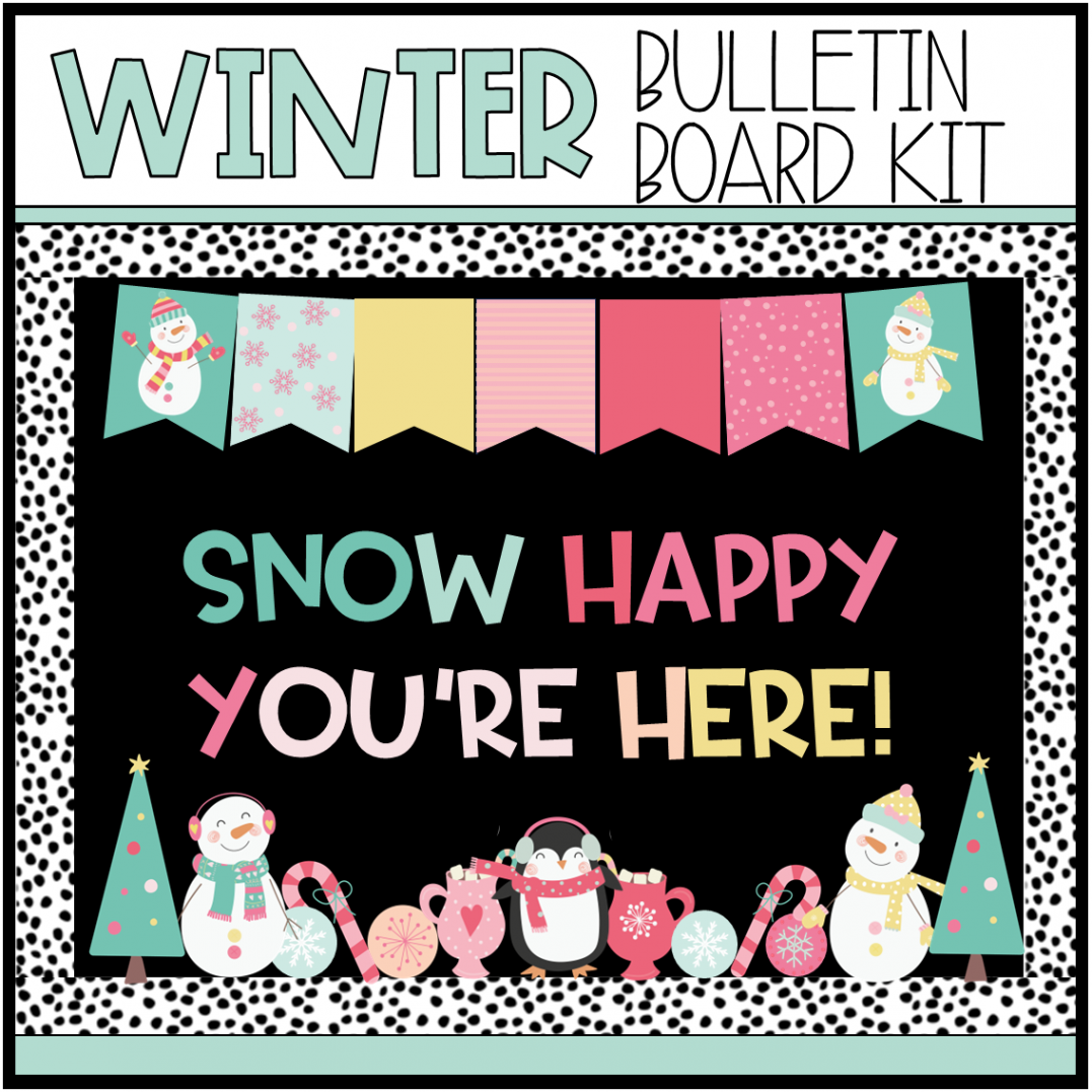 Let It Snow Winter Bulletin Board Bright Colorful Snowman  Made