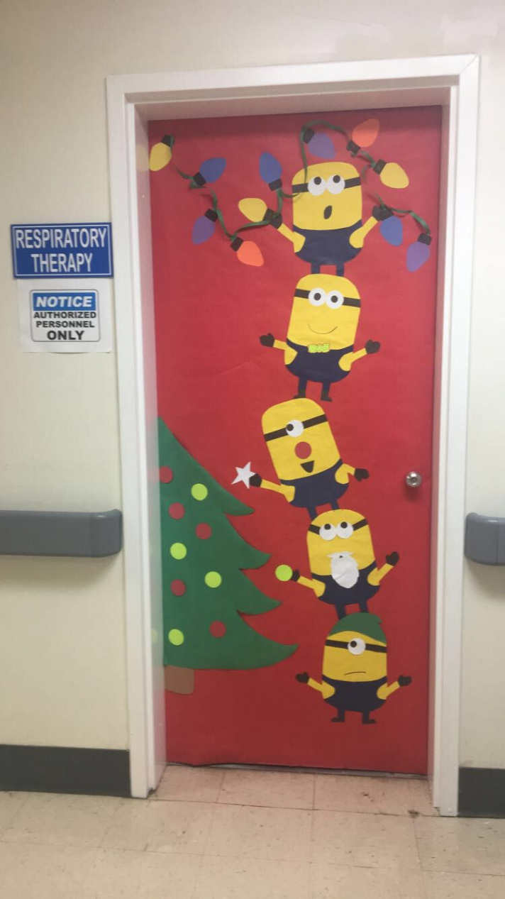 Minion Christmas door  Door decorations classroom christmas