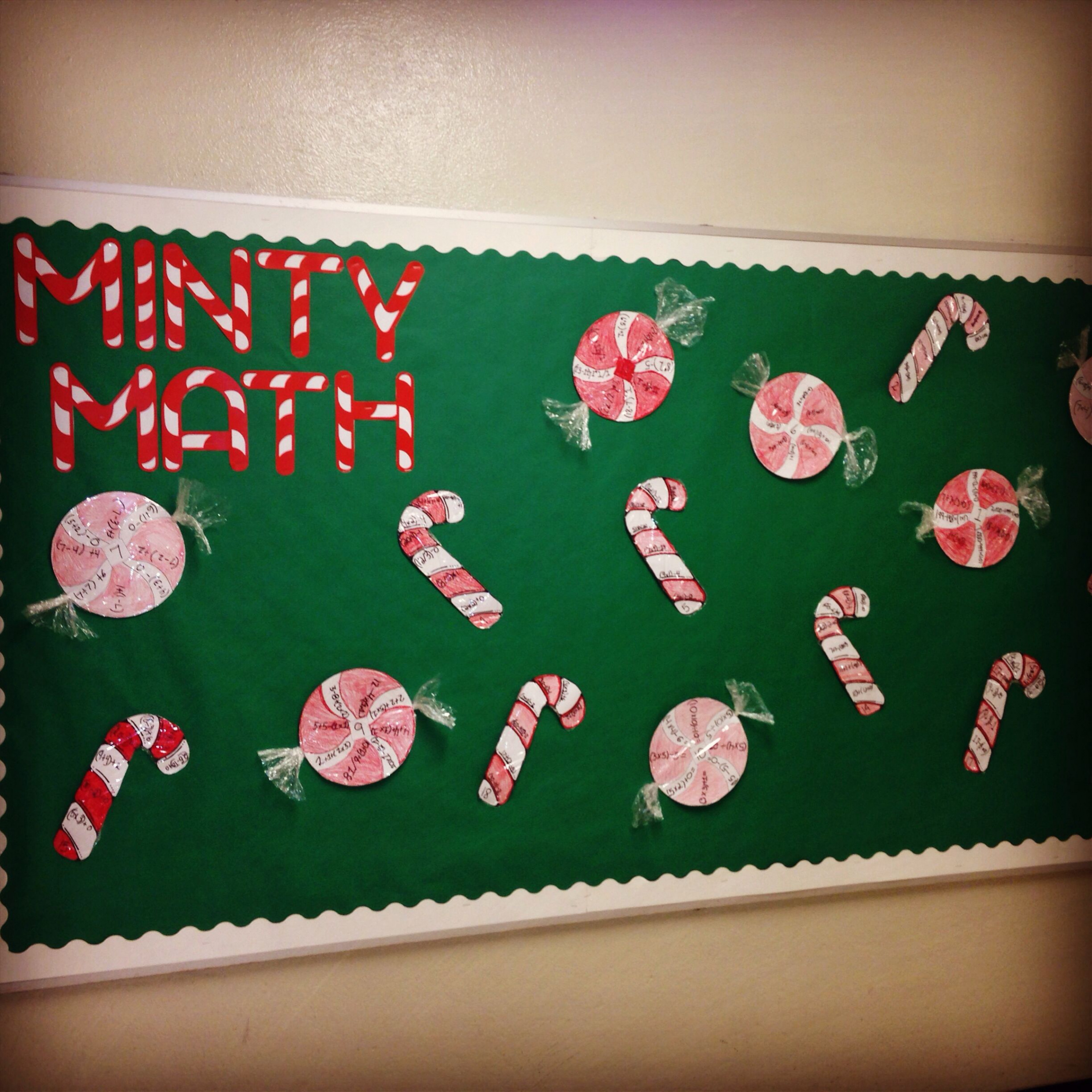 Minty Math December bulletin board  Holiday bulletin boards