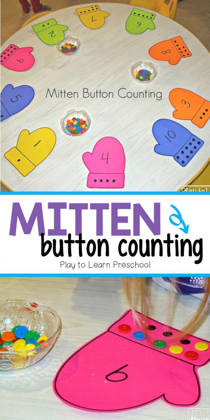 Mitten Buttons - Winter Math Center  Winter activities preschool