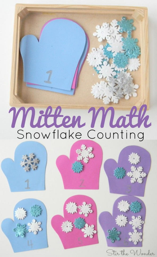 Mitten Math Snowflake Counting for Preschoolers  Stir The Wonder