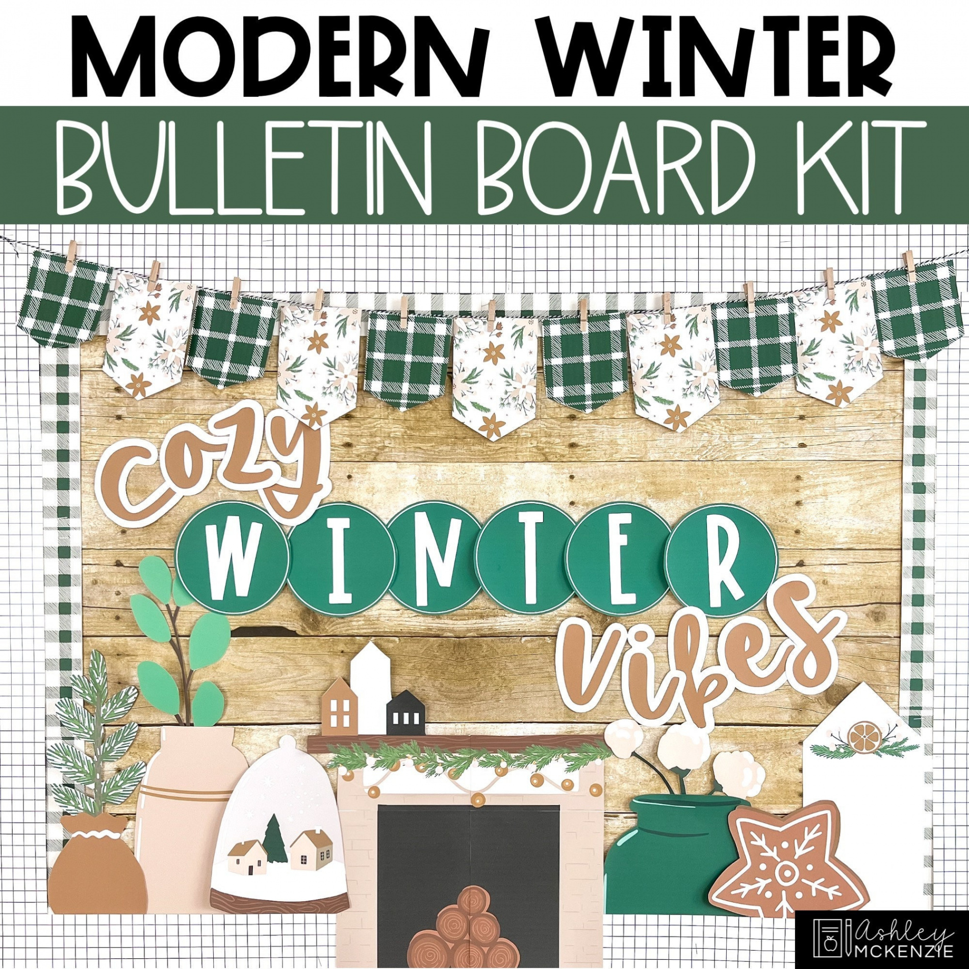 Modern Winter Bulletin Board Kit Holiday Season Theme Easy - Etsy