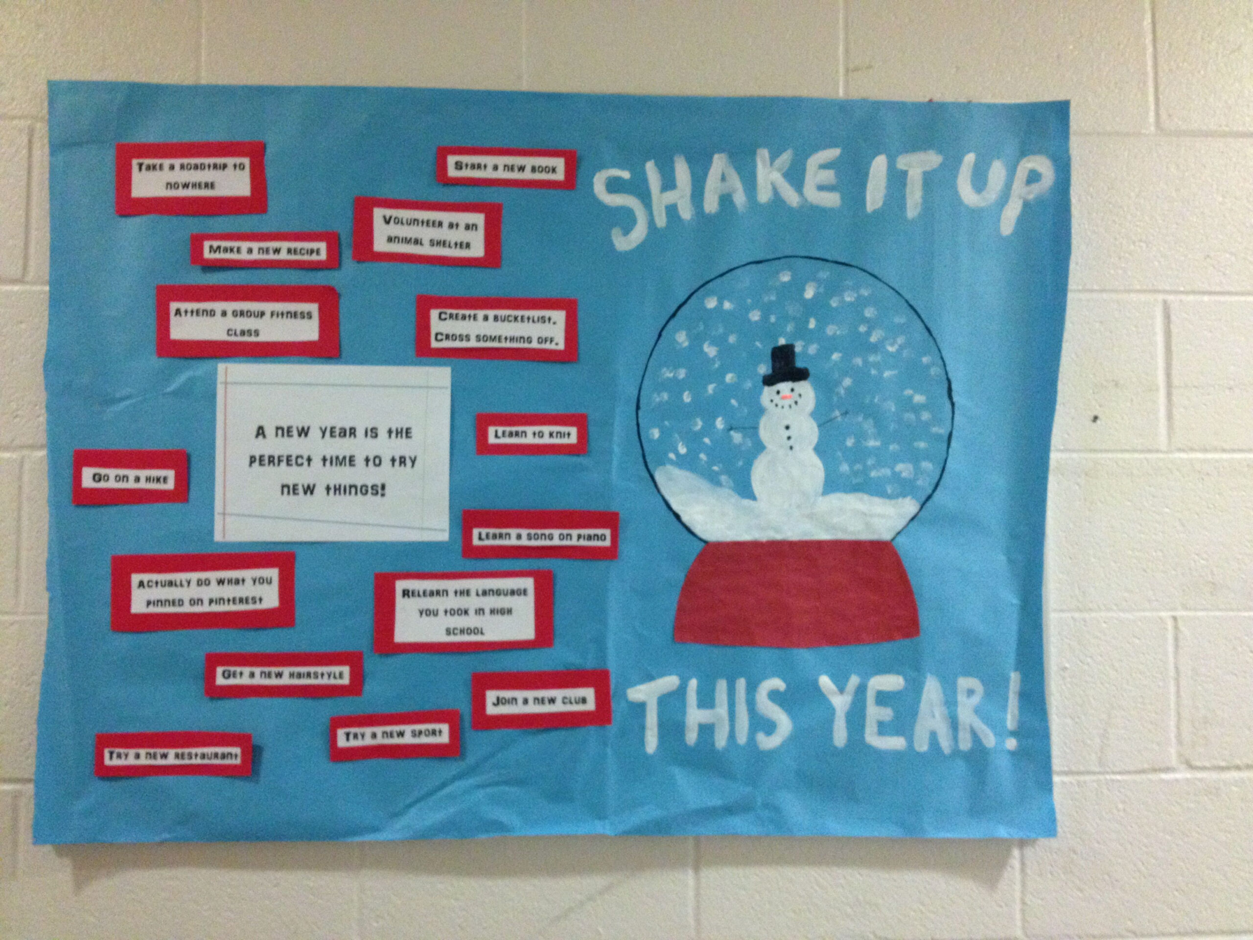 My January bulletin board! Some suggestions for new things to do