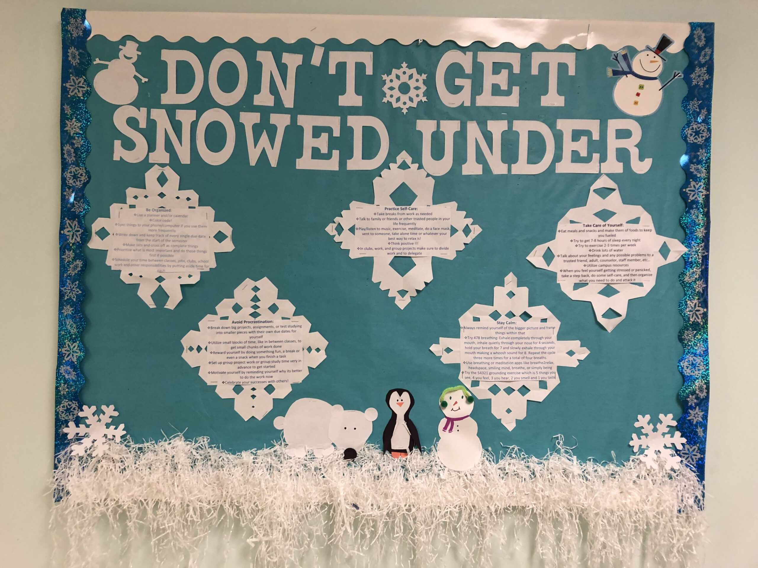 My RA winter/snow themed bulletin board❄️  College bulletin