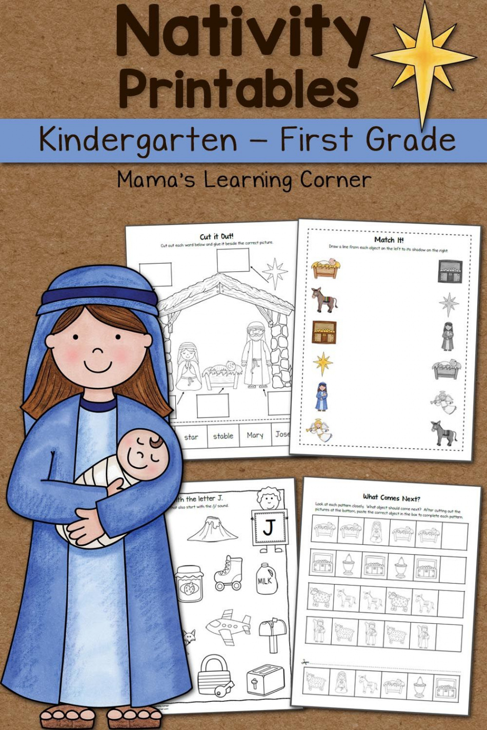 Nativity Worksheet Packet for Kindergarten and First Grade