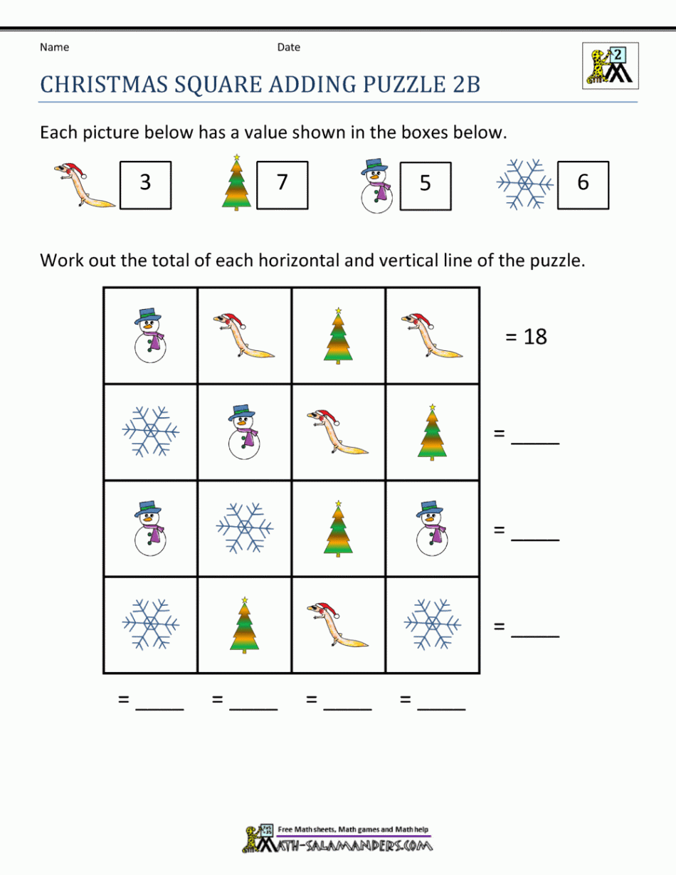 nd Grade Christmas Math Worksheets