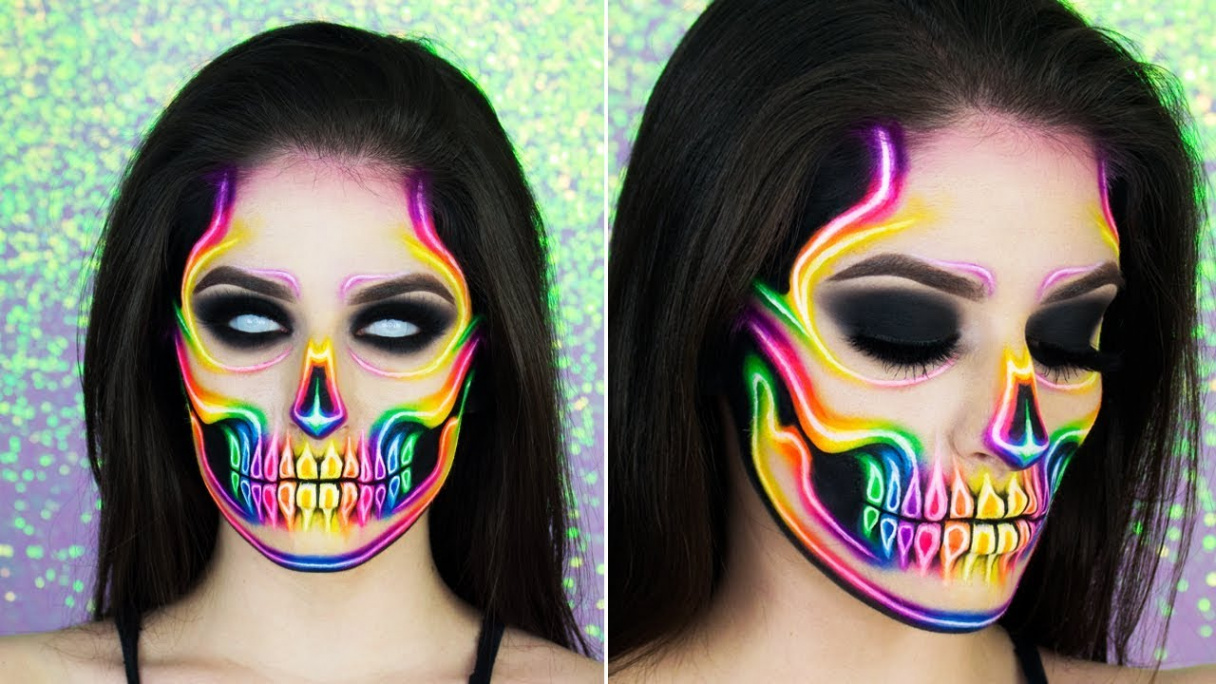 NEON RAINBOW SKULL Make up Tutorial