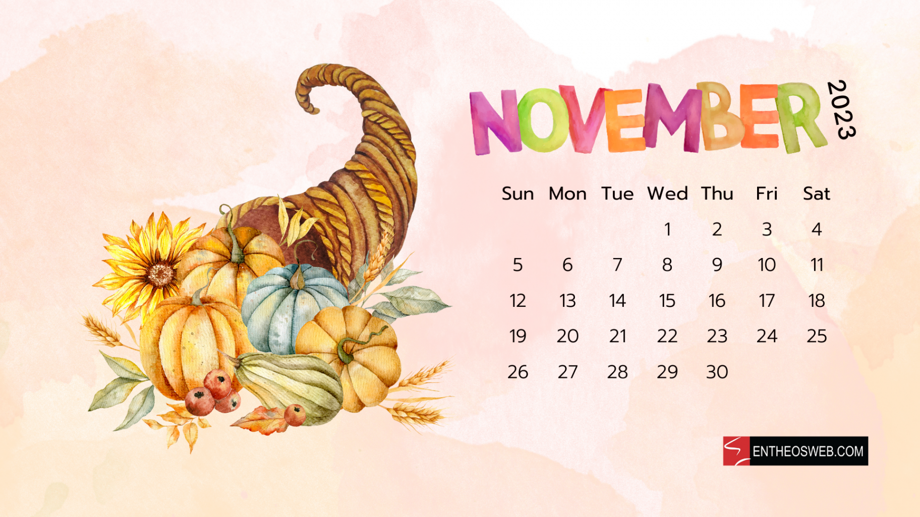 November  Calendar Desktop Wallpaper  EntheosWeb