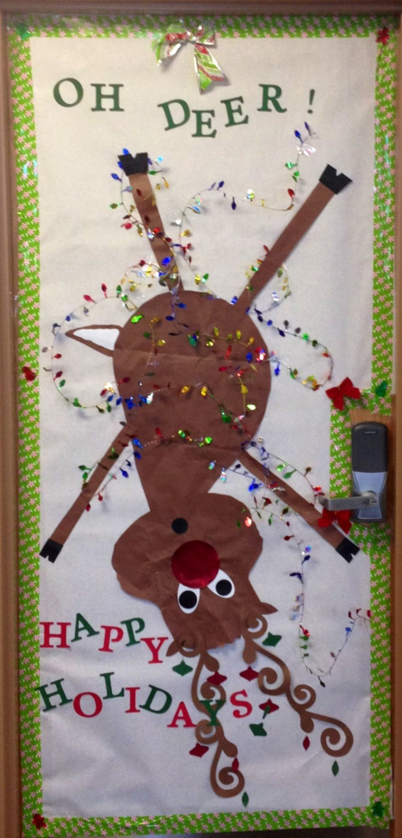 Oh Deer! Reindeer Door  Christmas classroom, Door decorations