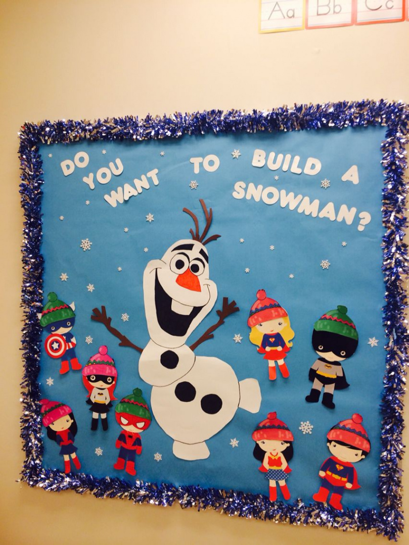 Olaf for winter bulletin board added the superheroes to follow out