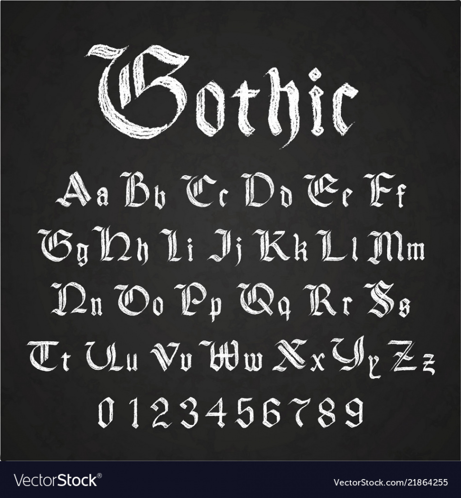 Old hand drawn gothic letters drawing with white Vector Image