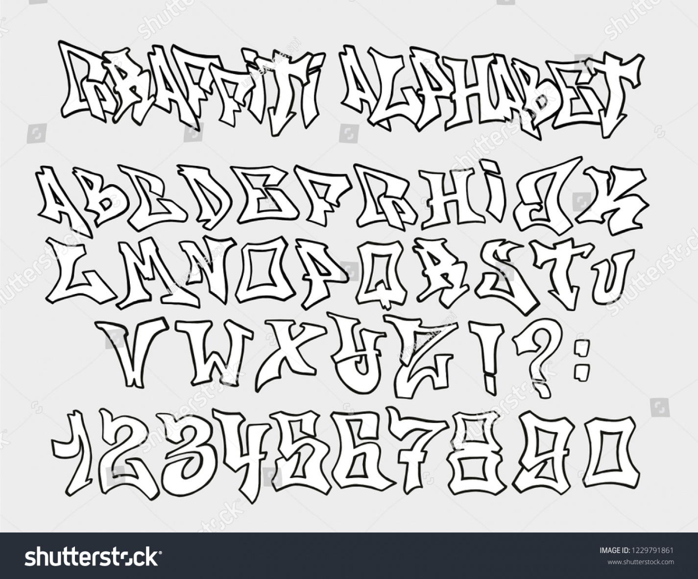 Old School Graffiti Alphabet Isolated Vector: Stock-Vektorgrafik