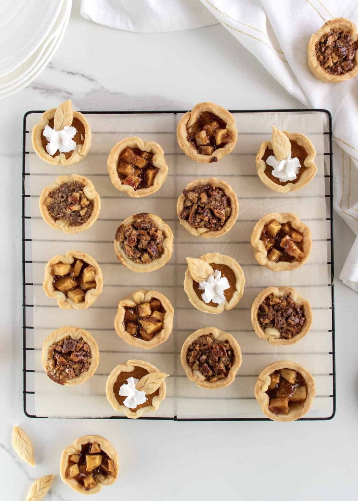 One-Pan Mini Thanksgiving Pies Three Ways - The BakerMama