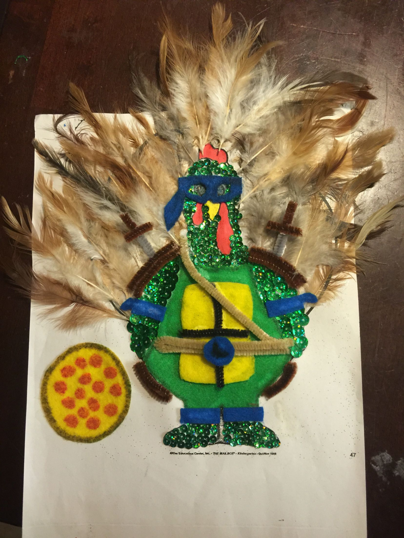 Our finished product! Leonardo the ninja turkey! Best one yet