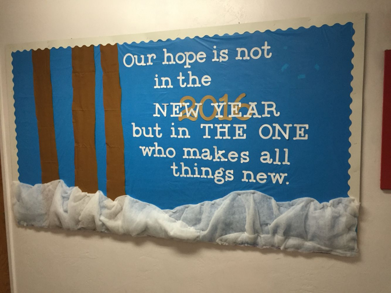 Our hope is not in the new year - church school bulletin board for