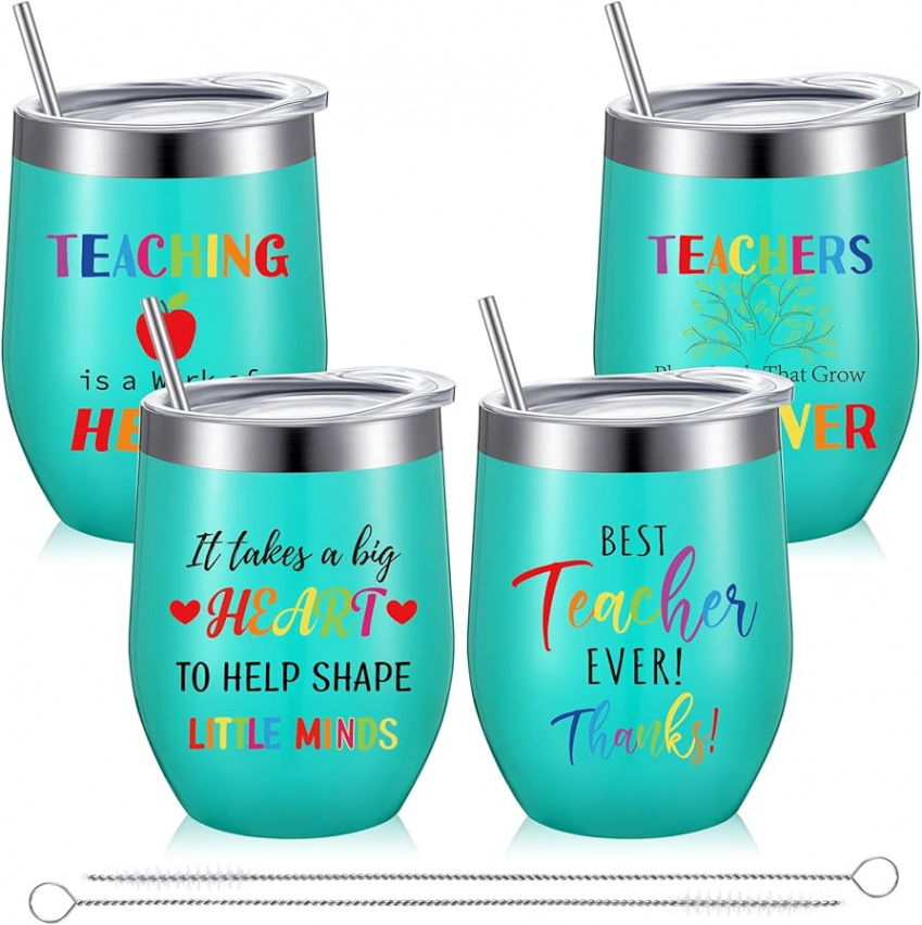 Pack Teacher Appreciation Gifts Teacher Tumbler Best Teacher Ever Thanks  Teacher Gift from Students Gifts for Daycare,  oz Stainless Steel Tumbler