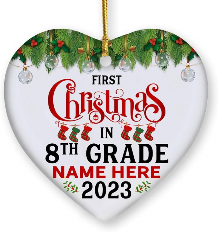 Personalized Ornament First Christmas in th Grade Party Decoration  Souvenir Funny Gifts for Student Boys Girls Teacher Back to School Hanging