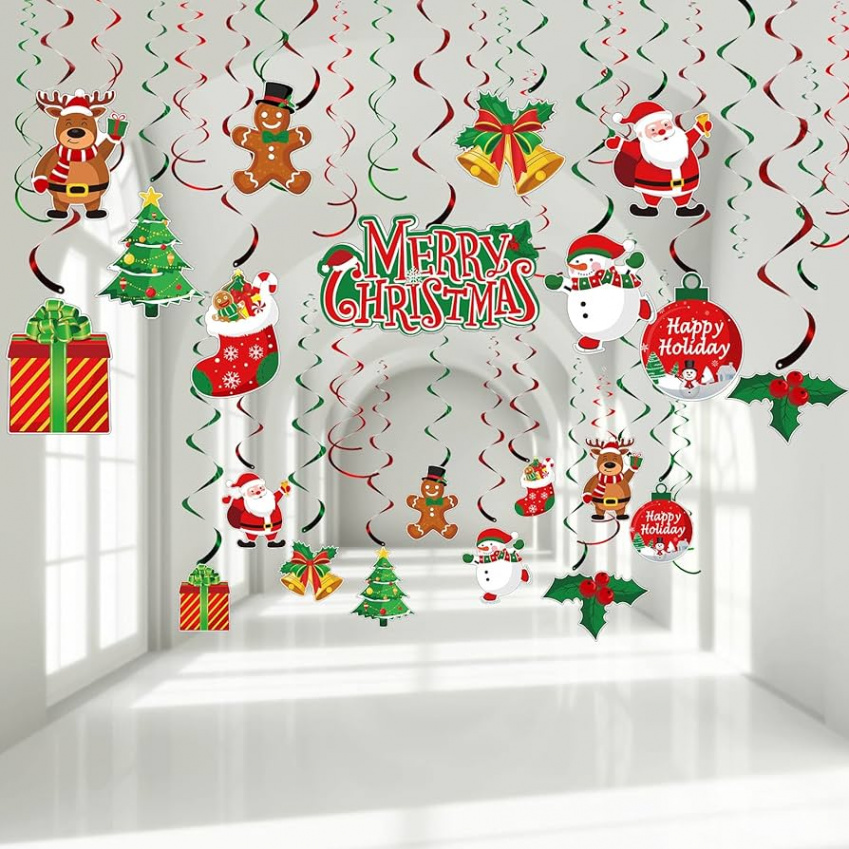 Pieces Christmas Hanging Foil Swirl Decorations Set Xmas