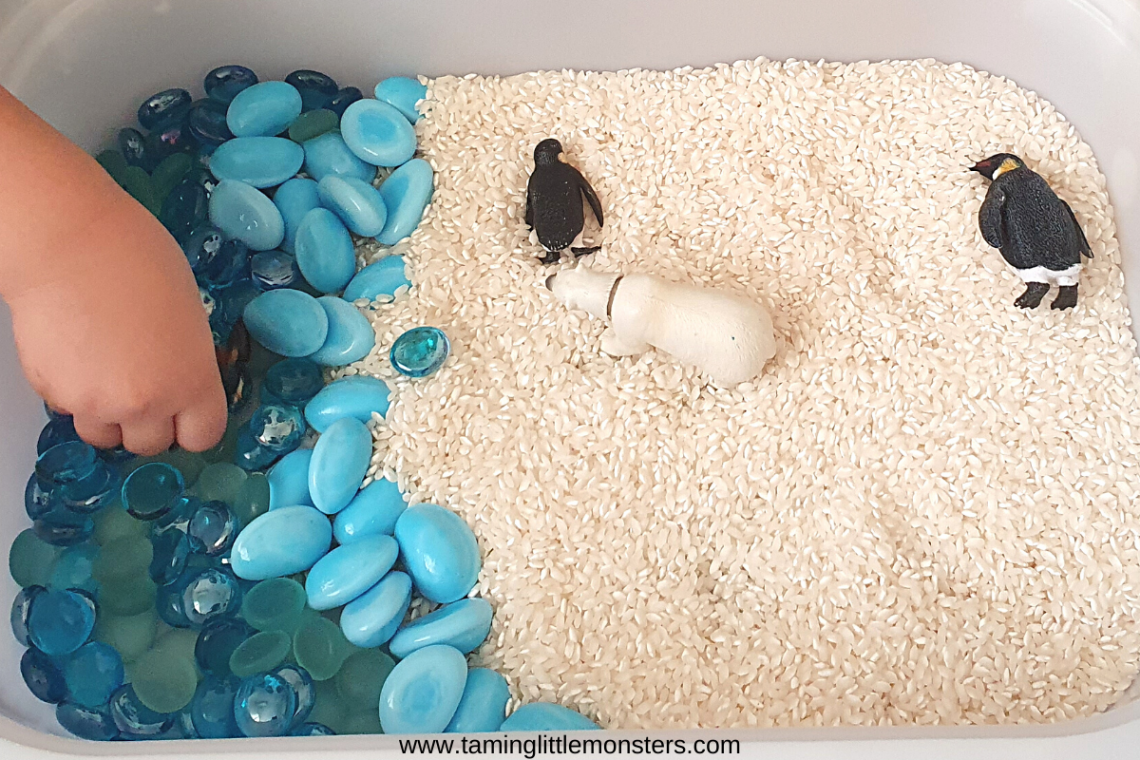 Polar Animals Sensory Bin - Easy Winter Fun for Kids - Taming