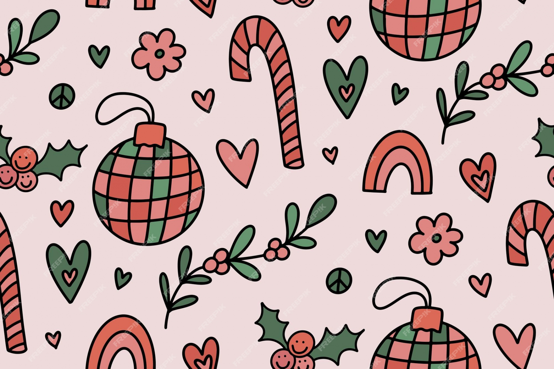 Premium Vector  Groovy christmas seamless pattern background with