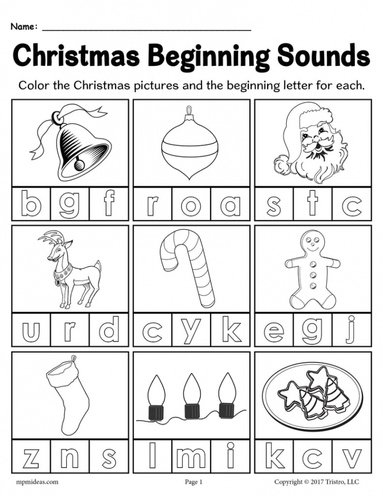 Printable Christmas Beginning Sounds Worksheet! – SupplyMe