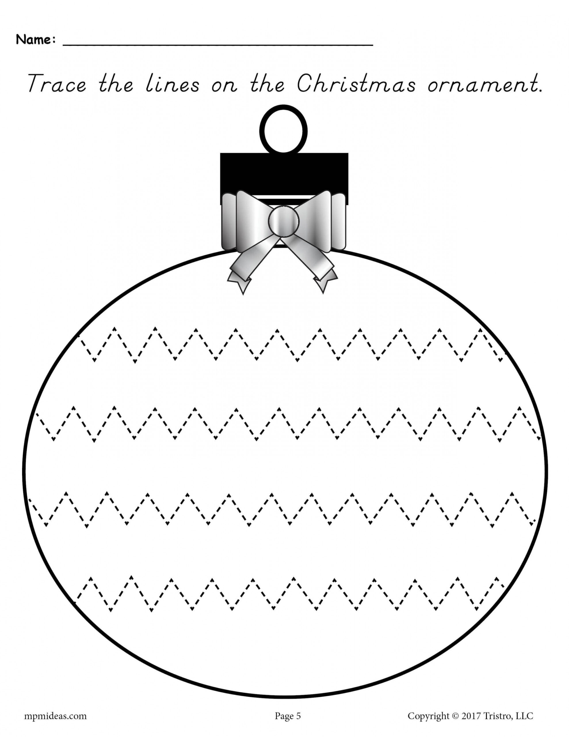 Printable Christmas Ornament Line Tracing Worksheets!  Printable