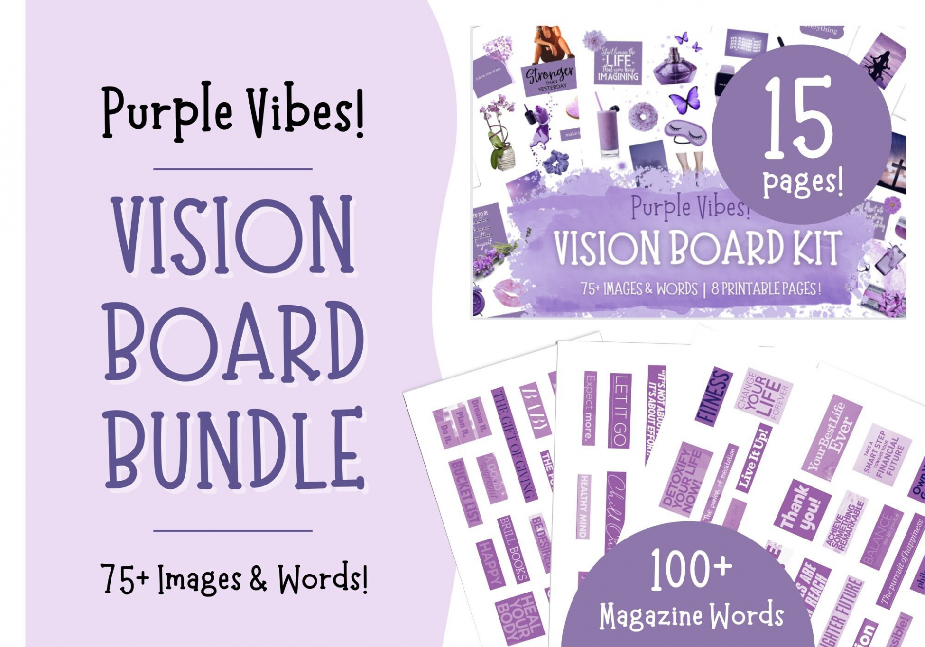 Purple Vision Board Bundle for Women Vision Board Printable - Etsy