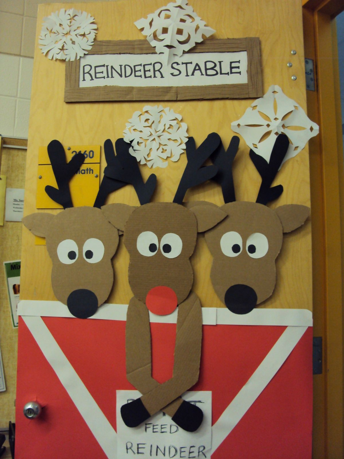 Reindeer Door  Christmas classroom, Christmas door decorating